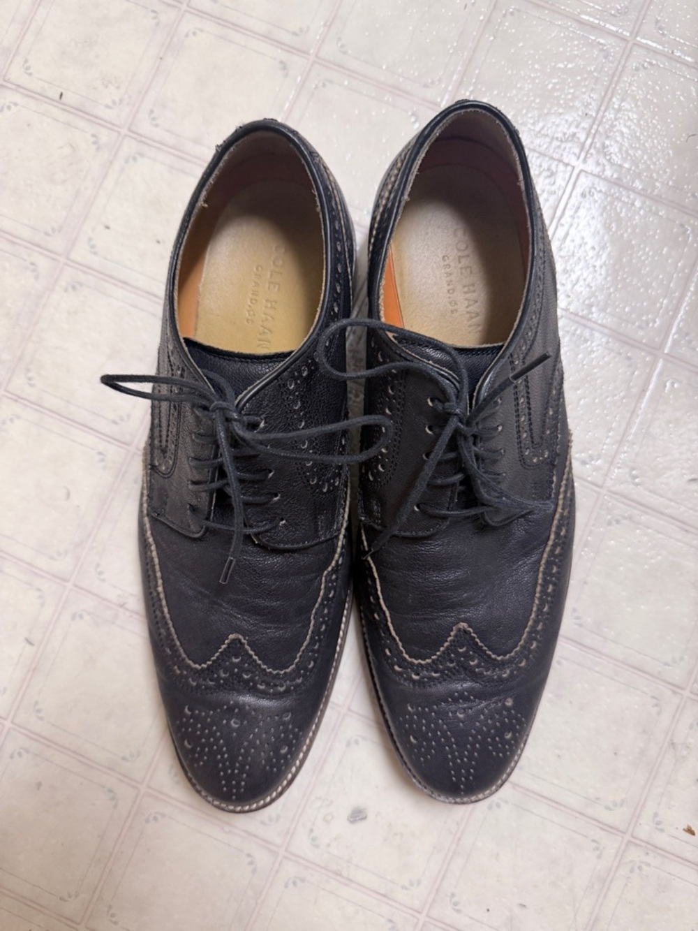 Cole Haan Men's Black Leather Wingtip Oxfords